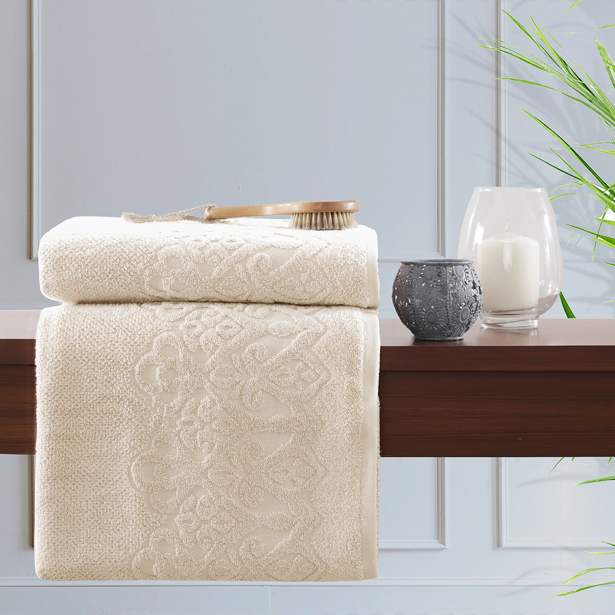 Windsor Antimicrobial Antifungal Zero Twist Fluffy Luxurious Hand Towel – Grey (45 × 75 cm) - Cream